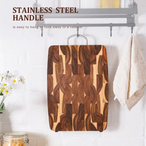 Solid Wood Geometric Grid Cutting Board